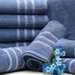Medvilninis vonios rankšluostis LAGŪNA (tamsiai mėlyna)